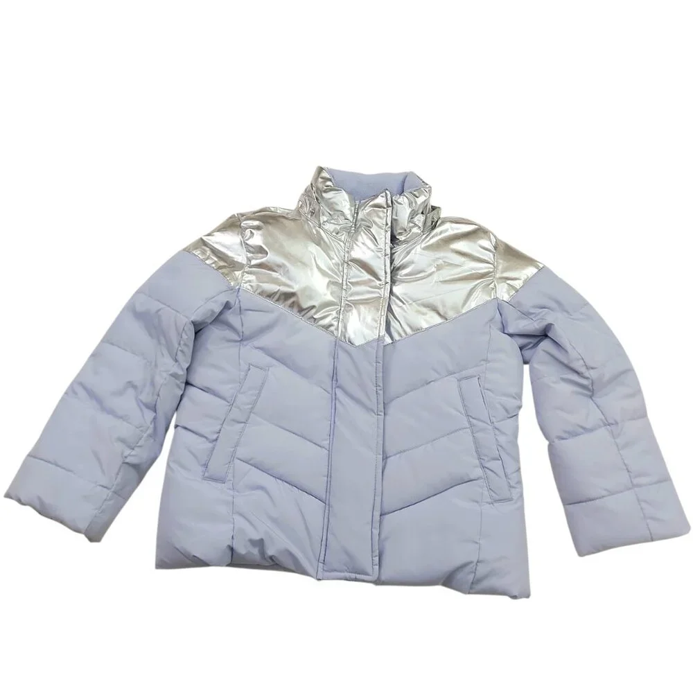 GAP Puffer Snow Hooded Jacket Girls XS Lilac Insulated Full Zip Winter Outdoor